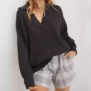 Aerie Sugar Rush Chenille V Neck Sweater